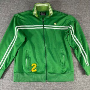 American Eagle Track Jacket Men's L Large Green Zip Up Yellow Eagle Logo Y2K